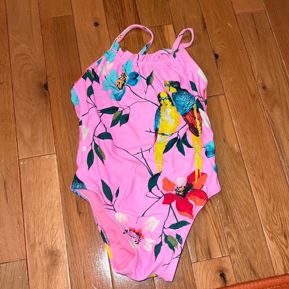 GAP Girls Pink Parrot Floral One-Piece Swimsuit